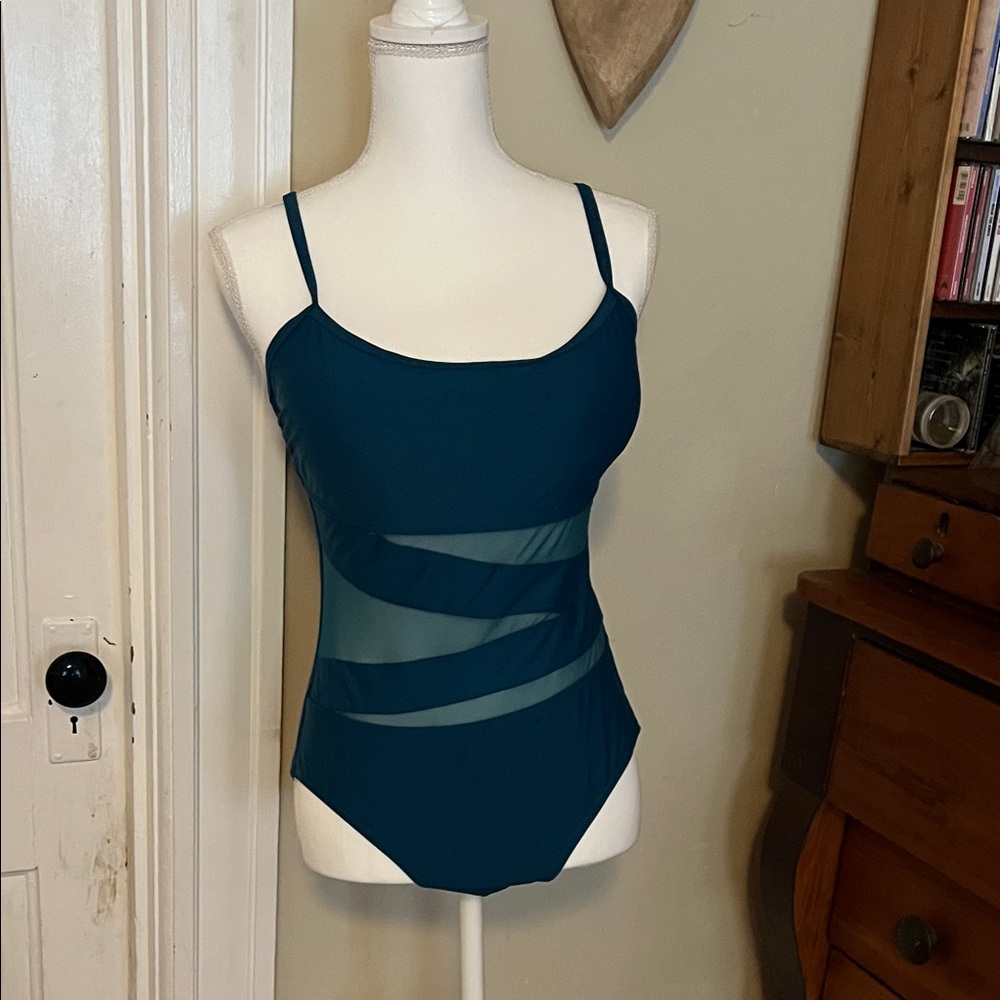 Women's Teal Mesh-Accent One-Piece Swimsuit . Never worn